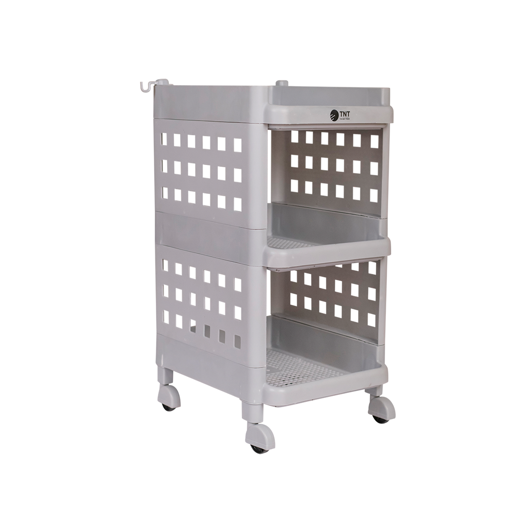Fizzy Gray Plastic Storage Rack with Wheels (3 to 5 Shelf)