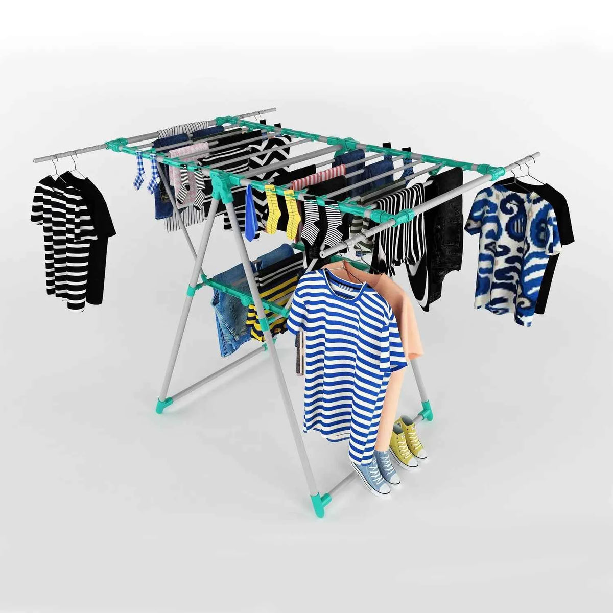 TNT Global Foldable Clothes Drying Stand with Multi-Layer Hanging Rods