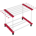 Multi-Layer Rolling Clothes Drying Rack with Wheels – Red & White Laundry Stand (1, 2, 3 Layers Available)