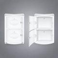 Gracia Corner Wall-Mounted Plastic Bathroom Cabinet with Dual Curved Doors & Hooks – White