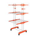 3-Tier Rolling Clothes Drying Rack with Wheels – Orange Multi-Level Laundry Stand
