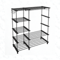 Optra Modular Freestanding Garment Rack & Multi-Tier Clothes Organizer with Wheels – Matte Black