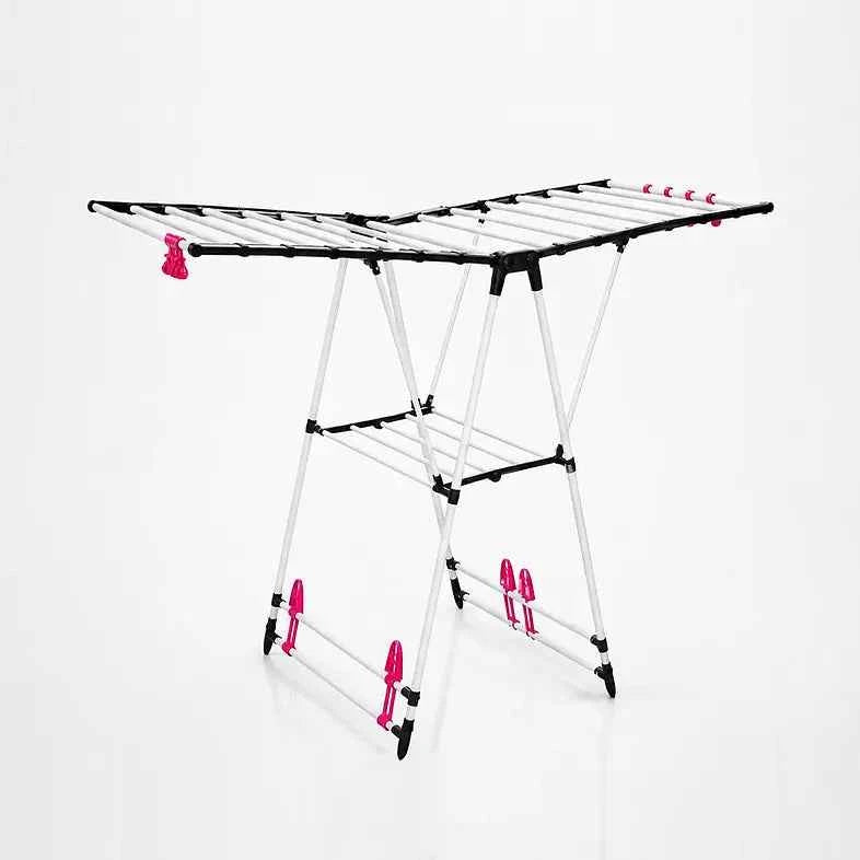 foldable clothes drying stand open front view
