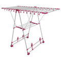 Glider Heavy Duty Winged Cloth Drying Stand | Foldable Laundry Rack with Pink Accents
