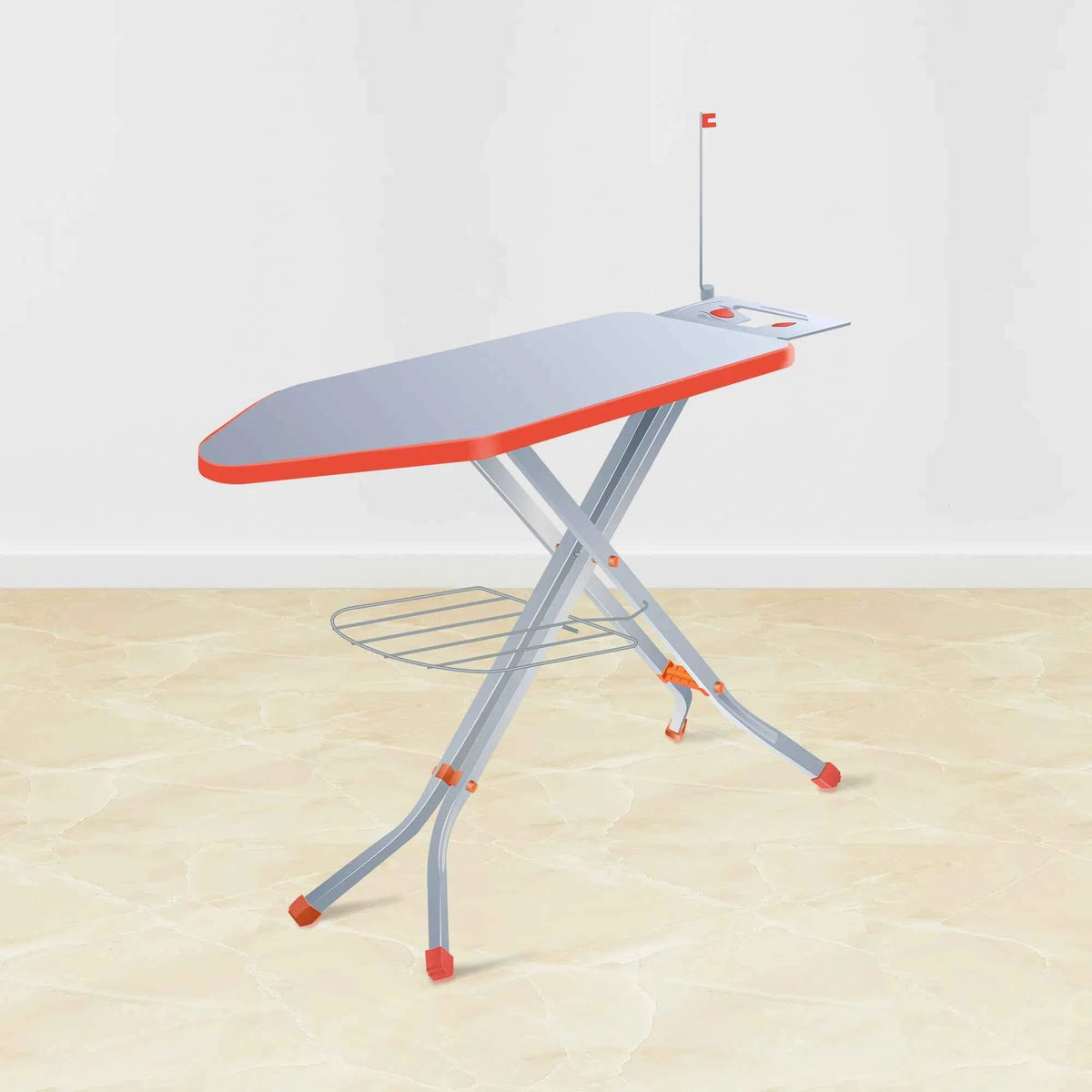 Mesh Special Heavy-Duty Folding Ironing Board with Iron Rest, Bottom Storage Rack